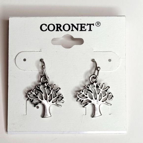 Coronet Tree of Life Silver-Tone Earrings - Picture 1 of 2